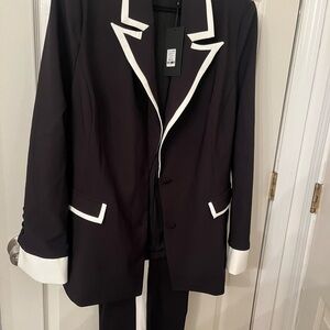 Black and White Blazer and Pants Set
